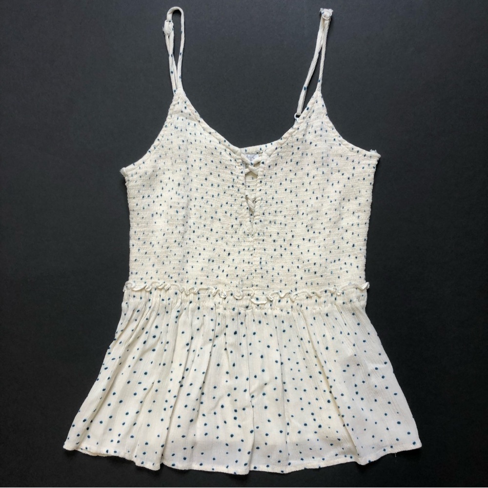 Patrons of Peace Polka Dot Boho Tank With Ruffles